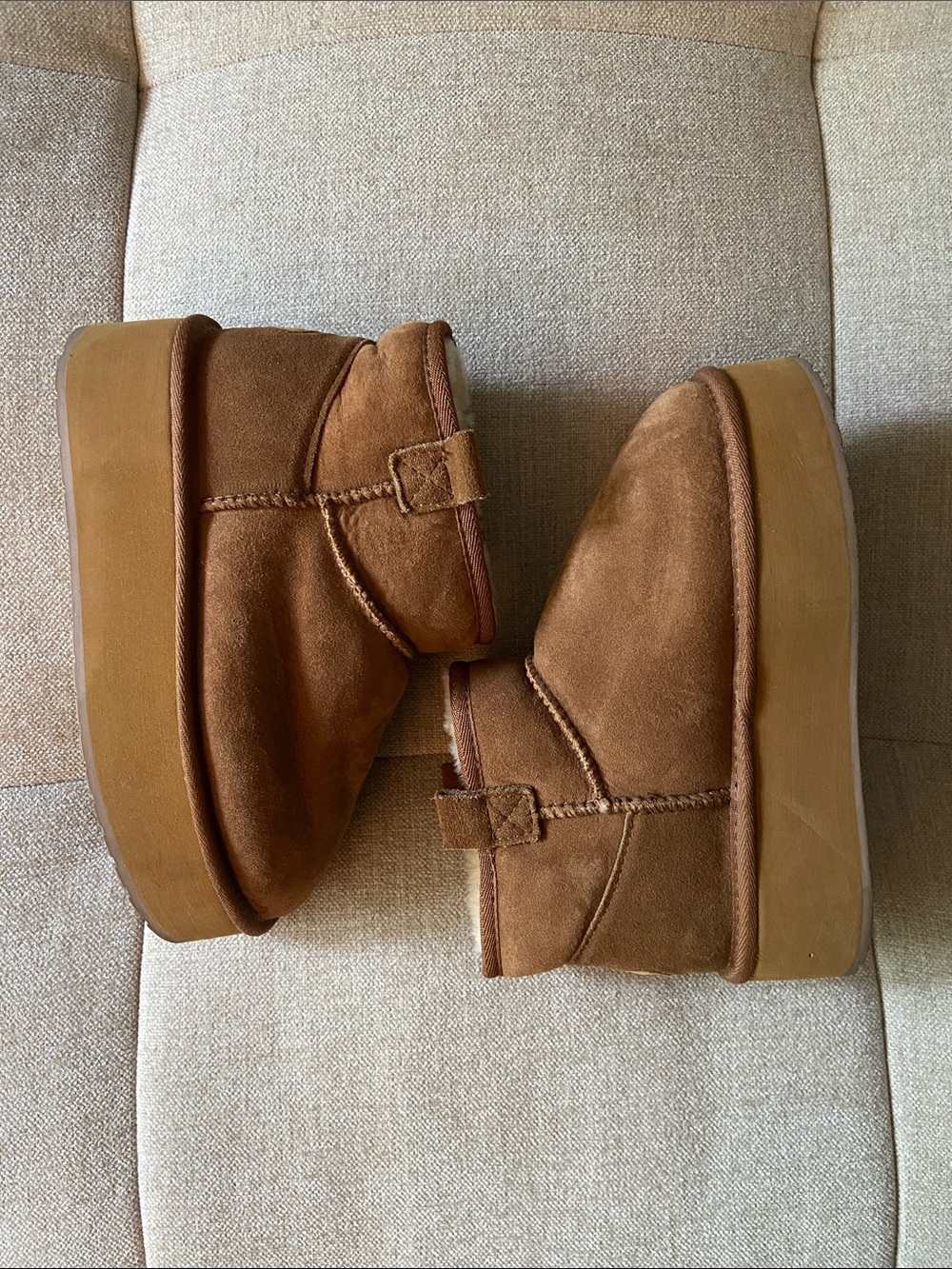 Emu Brown Suede Platform Ankle Boots